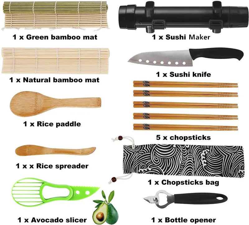 DIY Sushi Maker All in One Sushi Maker With Bamboo Chopsticks Avocado Slicer Paddle Cotton Bag
