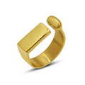 INS Simple Stainless Steel 18K Gold Plated Open Flat Rectangle Bar Finger Ring Titanium Steel Personalized High Polish Bar Ring
