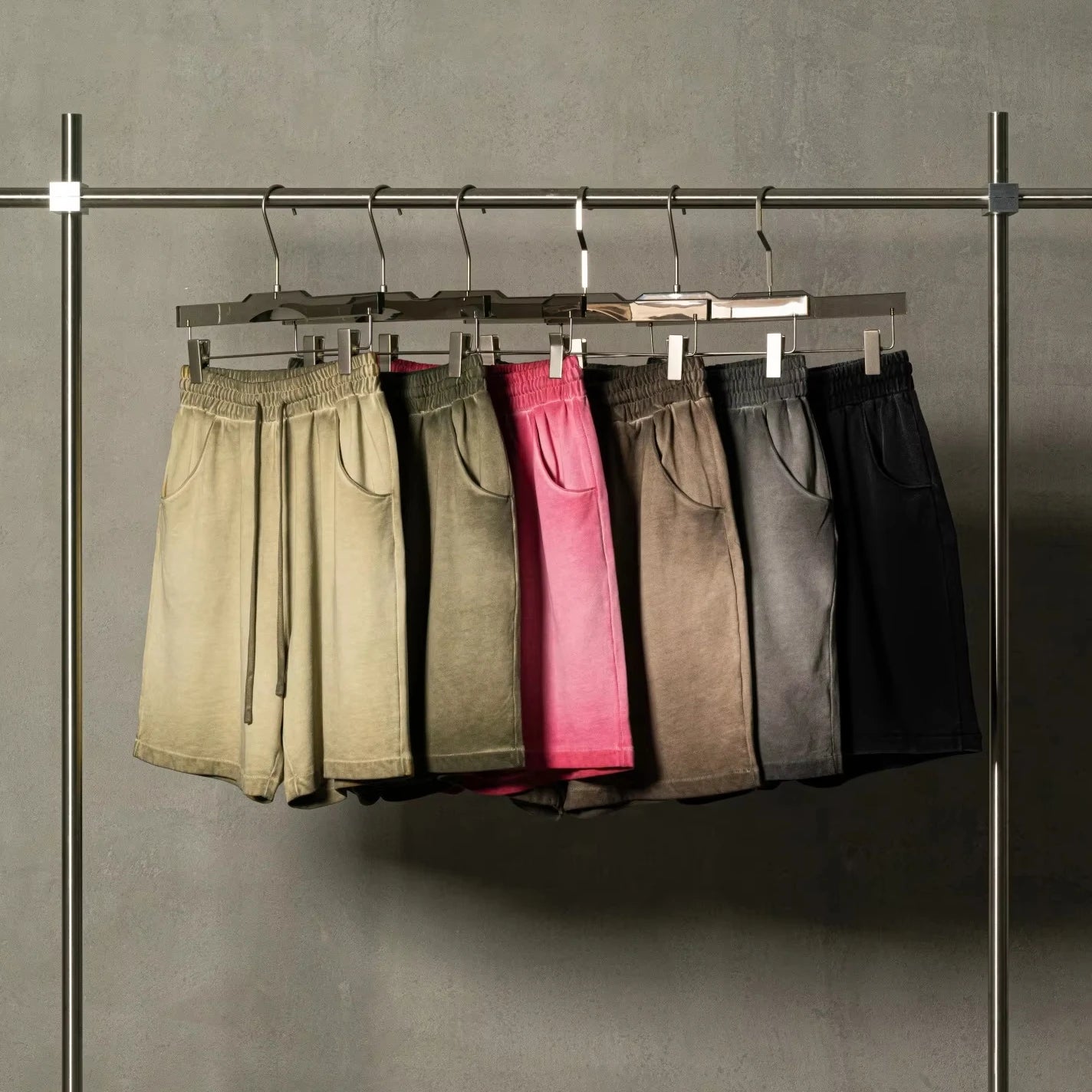 Yingling 2025 Sun Faded French Terry Solid Breathable Heavy Weight Cotton Vintage Stonewashed Sweat Shorts Men