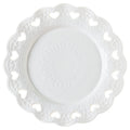 European Embossed  Plate Pure White Heart-shaped Hollow Ceramic Plate Houshould Ceramic Dessert Plate