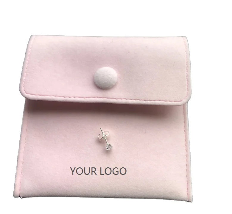 MOQ 10 Pcs Custom Suede Jewelry Makeup Envelope Flap Pouch Velvet Jewelry Packaging Bag with logo Custom