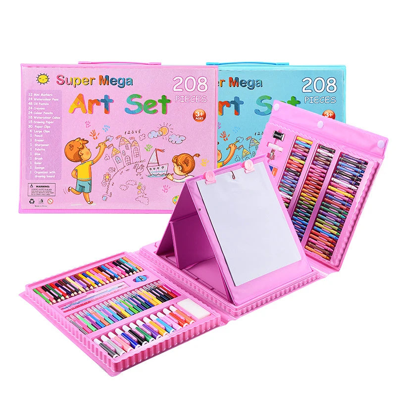 208 Pieces Art Supplies Produced Oil Pastels Crayons Colored Pencils Markers Painting Drawing Toys Art Set Case