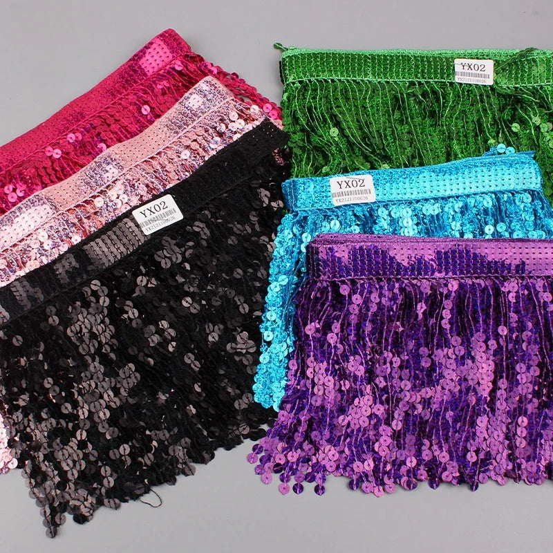 Width 15cm Multi-Color Sequins Tassel Dance Decorative Embroidery Fringe Lace Clothes Sewing Accessories Lace Trimming for Dress
