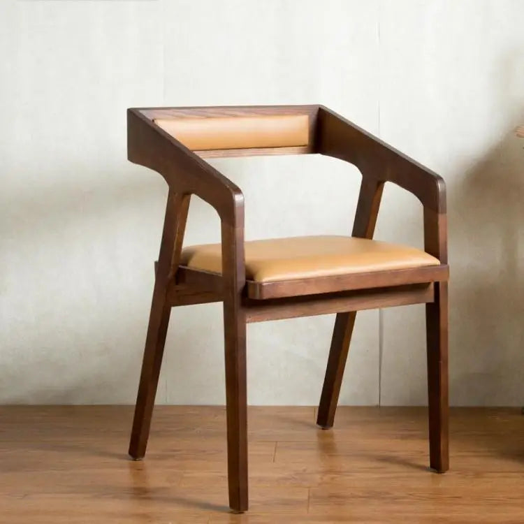 High Quality Retro Hotel Restaurant Living Room Wooden Chair Vintage Solid Wood Dinning Chair With Armrest