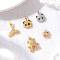 Wholesale Lovely Trendy Inlaid Zircon Bear Fish Tail Pendant Necklace Earrings DIY Accessories for Jewelry Making