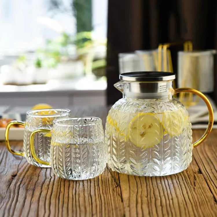 Clear Glass Water Pitcher with Handle Glass Water Carafe