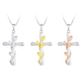 YH JEWELLERY Classic Vintage Fashion Jesus Cross Rose Necklace 925 Sterling Silver Cross Pendant Necklaces Unique Necklace