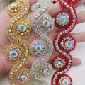 Wholesale  Crystal Rhinestone Beaded Trim  Rhinestone Applique Iron on Bridal Wedding Dress DIY Craft