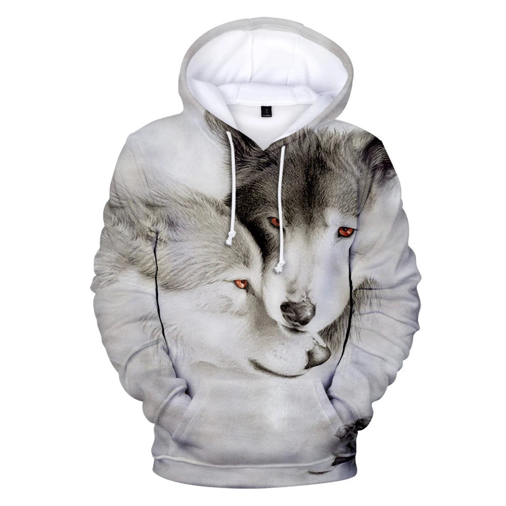Fitspi Hip Hop Popular Hooded Beast Wolf Pullovers Clothes 3d Print Spring Men Women Wild Animal Hoodie Sweatshirts