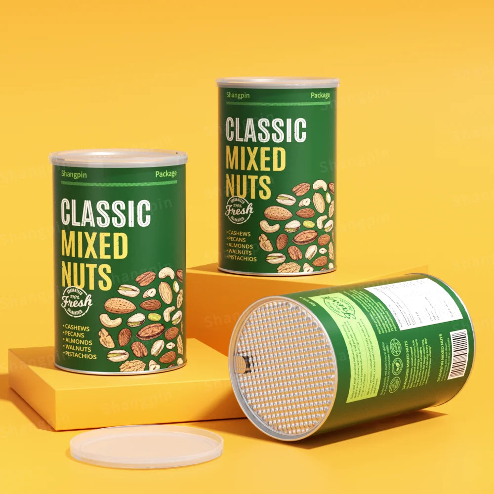 Biodegradable Cylinder Paper Packaging Tube Food Airtight Peel off Lid Coffee Loose Tea Salt Protein Powder Spice Round Package