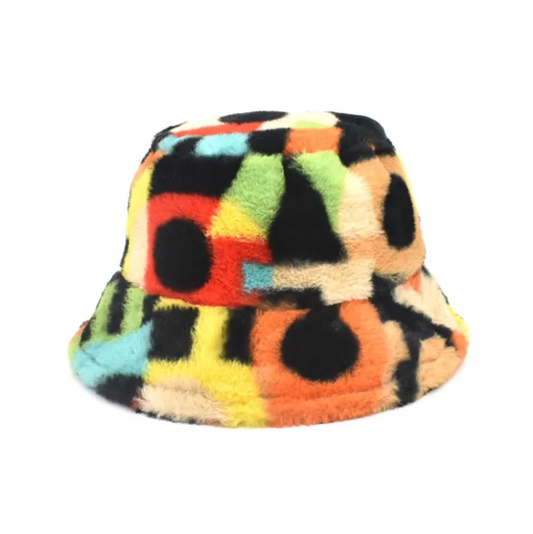 Autumn Faux Fur Leopard Cow Womens Winter Bucket Hats Thick Warm Hat Lady Girl Korea Panama Outdoor Travel Velvet Fisherman Hat MegaBDM