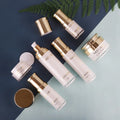 Custom logo High End Acrylic Pearl White Cosmetic Package Containers with Gold Cap Skin Care Production Bottles 15ml-100ml