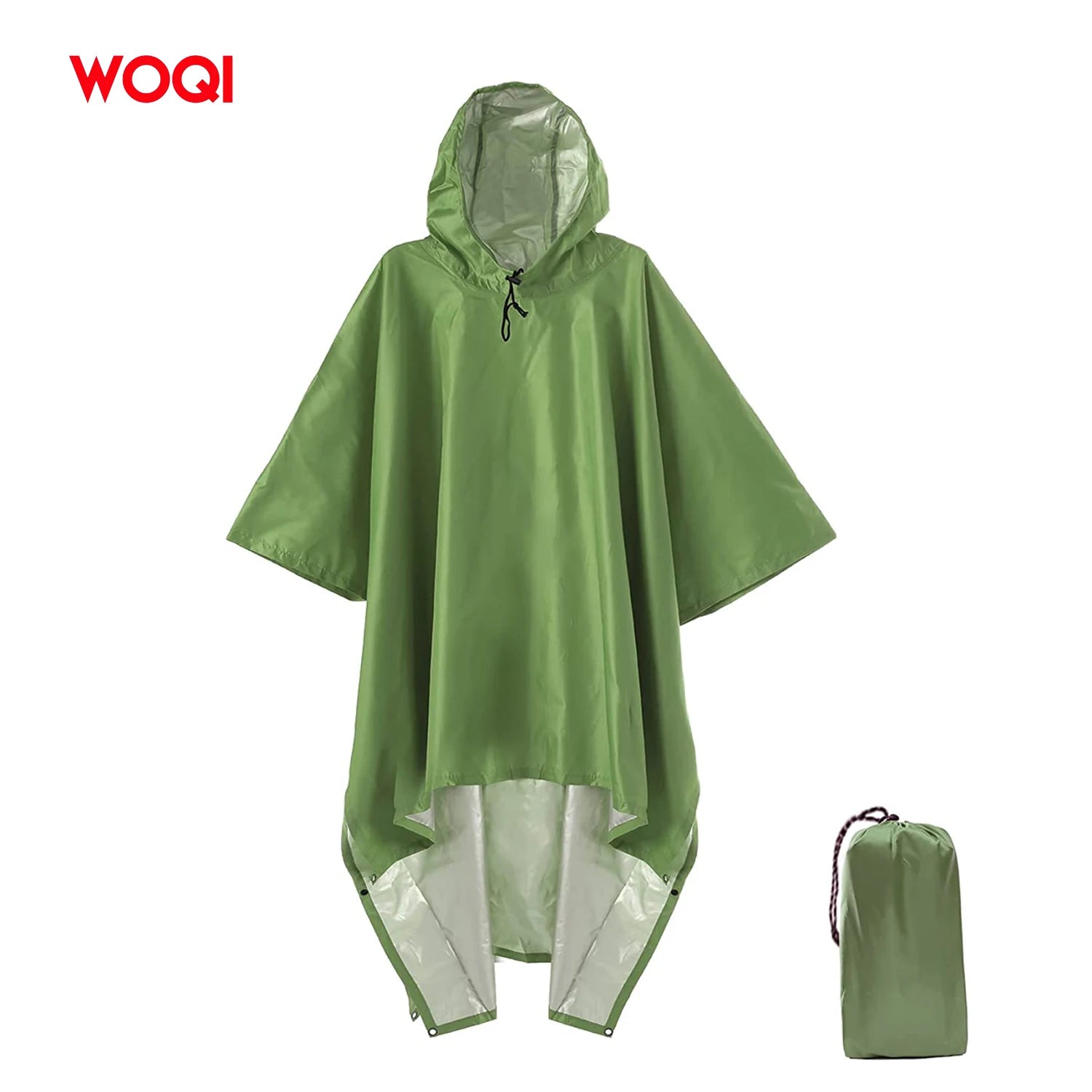 WOQI  Waterproof Reusable Raincoat Lightweight Unisex Rain Poncho for Hiking Camping Emergency