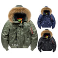 2023 Winter Men's Plus Size Casual Bomber Jacket with Zipper Closure Waterproof Faux Fur Hooded Puffer Coat