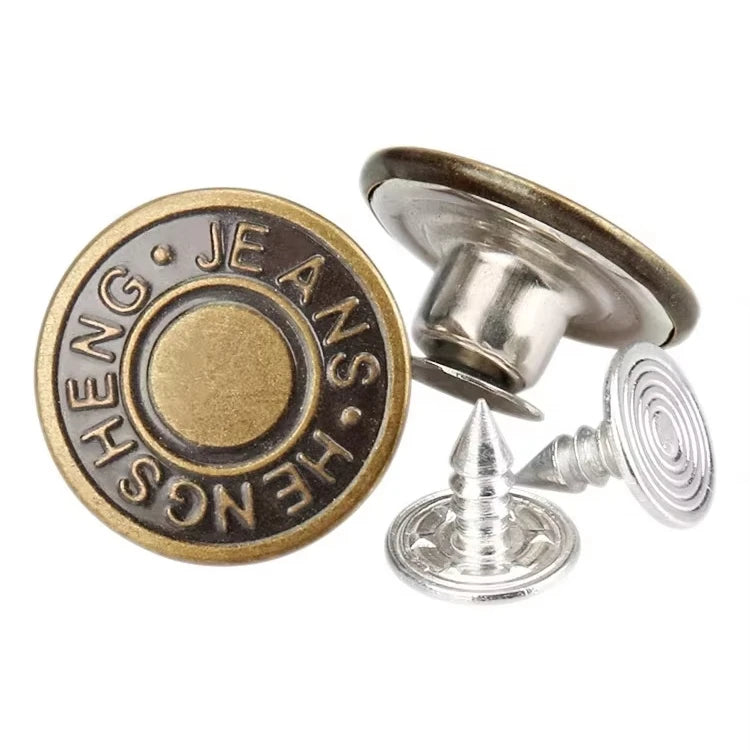 Custom Logo Engraved Washable Combined Shank Rivet Metal Button for Pant Denim Jeans Fastener Wholesale