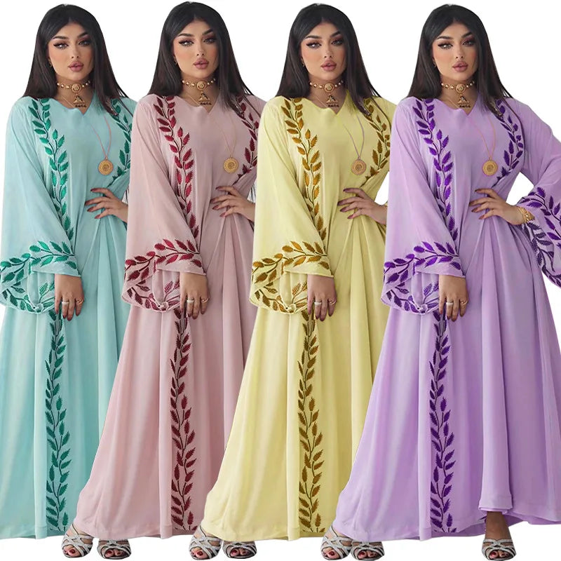 Luxurious Abaya Women Muslim Dress  Women Borka  Design Abaya Long  Embroidery Latest Long Sleeve Muslim Dress