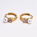 NewTrendy Wholesale 18K Gold Plated 316L Stainless Steel Earrings Elegant Pearl Rhinestone Hypoallergenic Stylish for Women