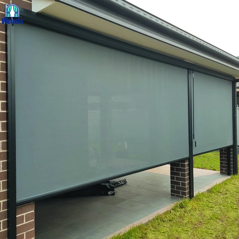 Aluminum Outside Custom Privacy Screen Outdoor Zip Track Roller Blinds Waterproof