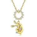 Cute Golden Bunny Pendant for Necklace Authentic 925 Sterling Silver Animal Rabbit Necklace Jewelry for Women Girl Accessory