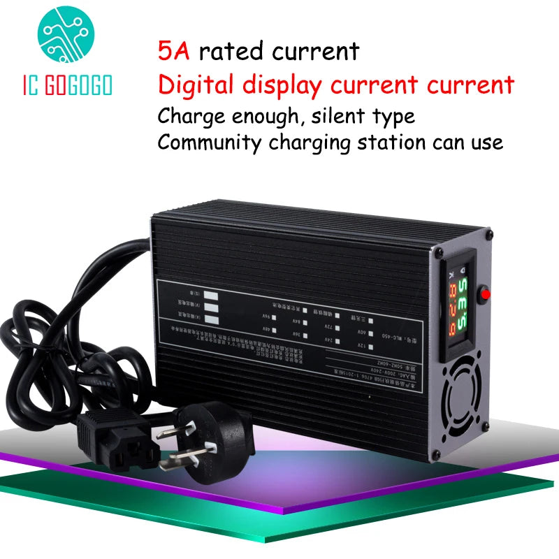Lithium Battery Charger 5A Li-ion Lipo Ion Lifepo4 72V 60V 48V 84V 73V 67.2V 20S 13S Electric Balance Bike Scooter Ebike Quick