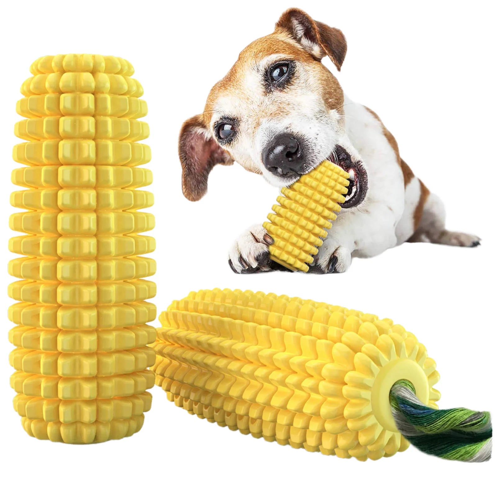 Sustainable Eco-Friendly 3D Cute Corn Shape Dog Toothbrush Chew Toy Squeaky Feature Durable Molar Stick Made TPR Rubber
