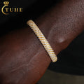925 Solid Silver White Gold Plated Hip Hop Jewelry 8mm Twisted Shape Moissanite Bangle Bracelet for Men Gift