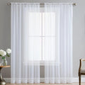 Factory Wholesale Yarn Dyed 100% Polyester Sheer Curtains Valances Grommet Pleated All-Season Living Room Sun Shading French