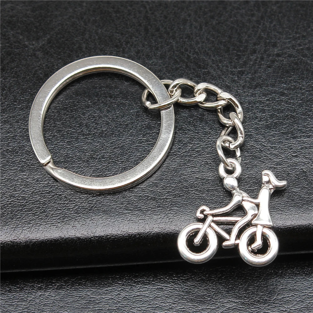 WYSIWYG 21x18mm Zinc Alloy Antique Silver Plated Couple Bike Key Chain for Souvenirs Gift P1-ABD-C15169