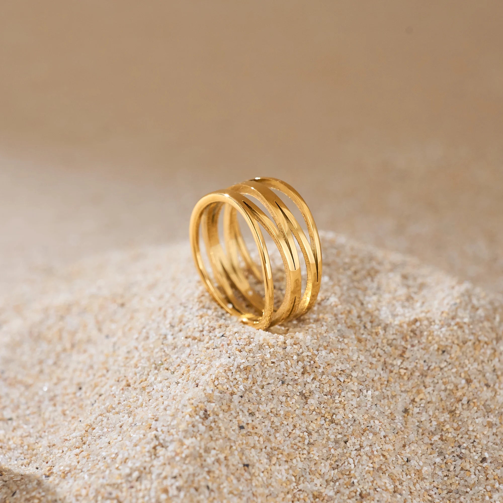 2024 Dazan New HOT INS Trendy 18k PVD Gold Plated Stainless Steel Minimalist Line Unique Designer Ring Luxury Women Jewelry