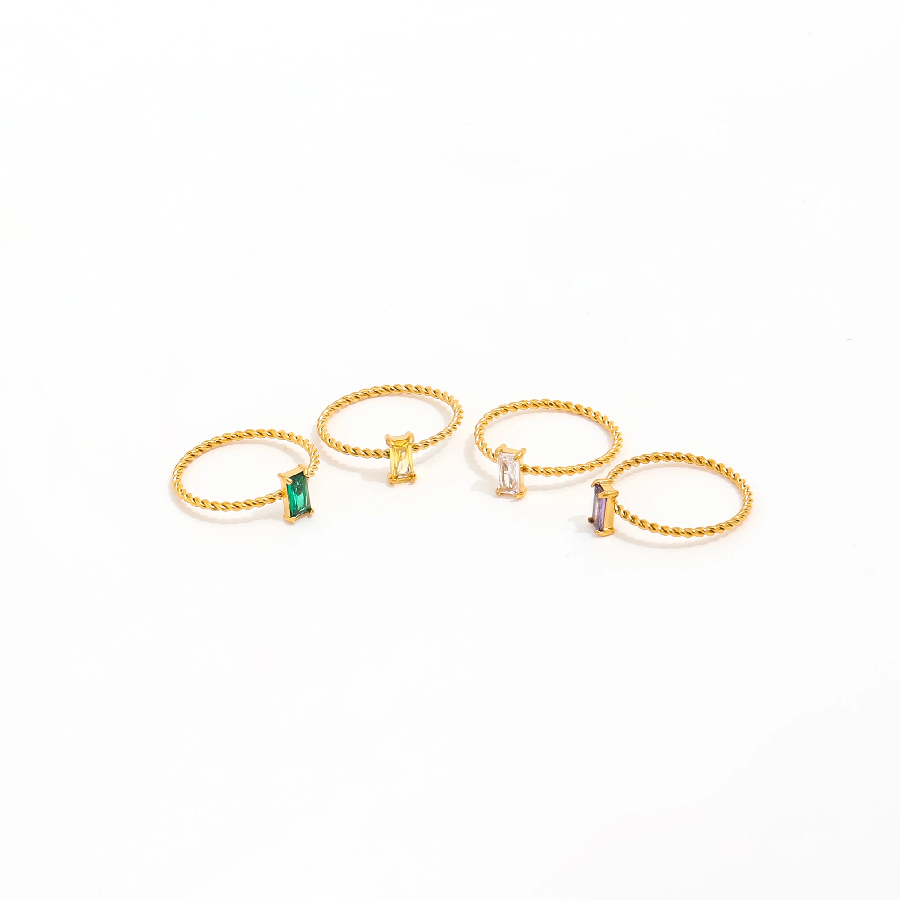 Fenny  18K Gold Plated High End Summer Holiday Fashion Boho Colorful Zirconia Ring Stainless Steel Wholesale Jewelry