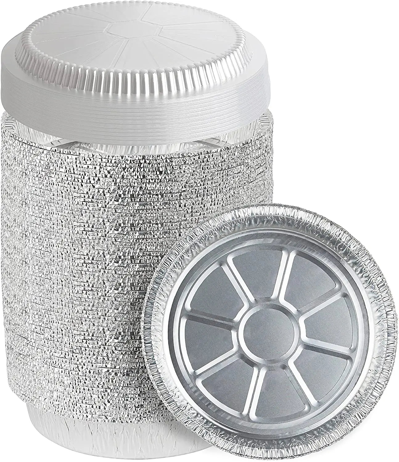 9 Inch Round Heavy Duty Disposable Aluminum Pans With Clear Plastic Lids