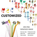 Customized Straw Cover Topper 100% Full Silicone Rubber Charms  8mm-10mm Straw Toppers for Tumblers