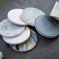 Topjlh Best Selling Customized Ceramic Car Coaster Round Sublimation White Ceramic Coasters Blanks with Cork Back