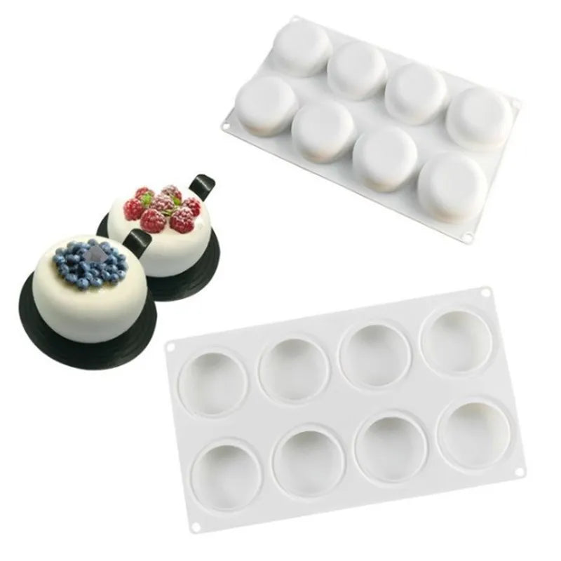 8 Even Flat Circular Mousse Cake Mold DIY Baking Mold Silicone Fondant Mold