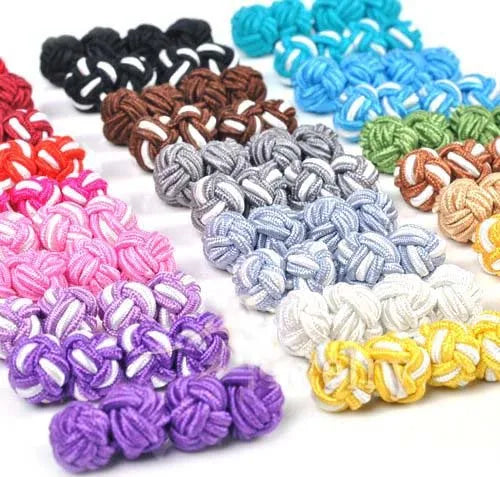 Handmade Double Ball Silk Knot Cufflinks