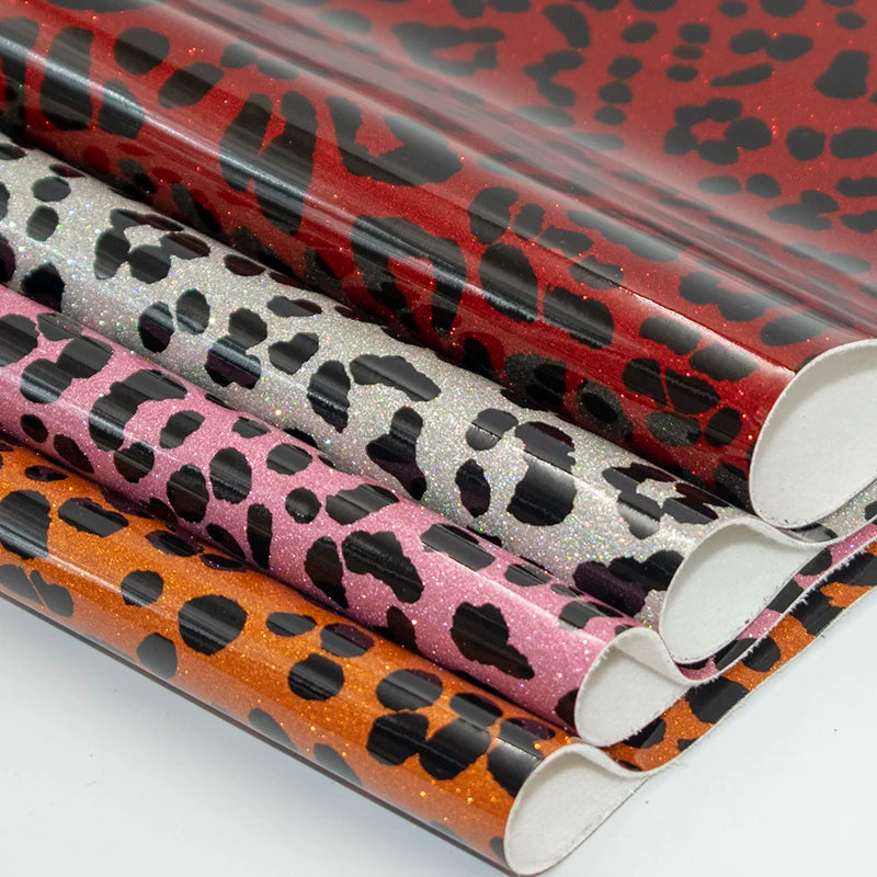 New Leopard Glyte Plus Laminated Patent PU Fake Leather Elastic Stain Resistant Garments Decorative Home Textiles Cars Seats