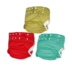Adjustable Adult Cloth Diaper Pants Washable Waterproof Reusable Nappy Pocket Insert Underwear Leg Gussets Printed for