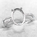 Sterling Silver 8*11mm Semi Mount Ring Empty Frame Blank Support Setting S925 Base Holder Without Center Stone for DIY Inlay