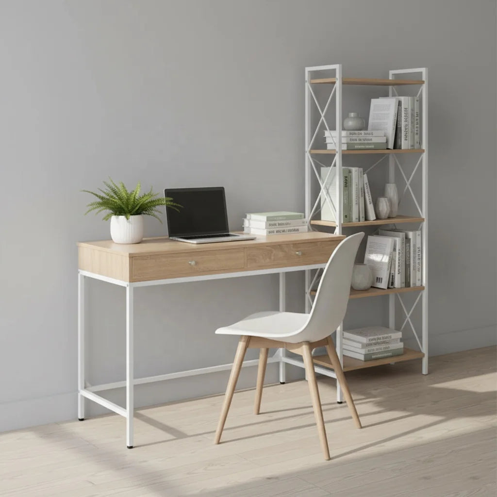 High Quality Office Furniture Solid Wood Working Desk Office Modern Steel Wood Desktop Computer Table Study Desk Writing Table