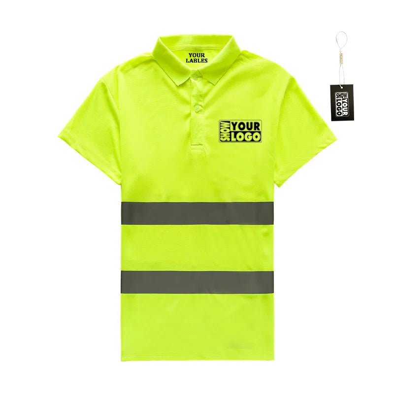 Reflective Safety Clothing Plain Color Contrast Security Safety Green Hi Vis Polo Shirts Short Sleeve Custom Your logo Print