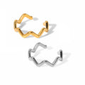 Anti Tarnish Personalized 18K Gold Plated Stainless Steel Waterproof Jewelry Rings Open Irregular Curve Wave Gold Ring for Women