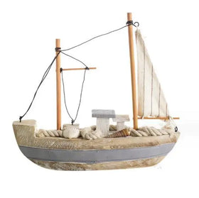 Vintage Ship Mediterranean Home Accessories Wood Pure Handmade Sailboat American Furnishings Fishing Boat Table Decoration