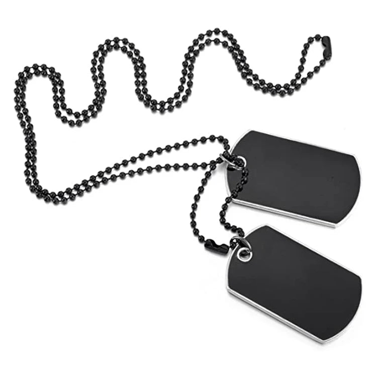 Personalised Metal Mens Stainless Steel Round Sublimation Blank Necklace Dog Tag Pendant Chain Black Custom Shaped Dog Tag