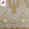 Factory Price Silver Sequin Beaded French Tulle Laces Fabrics for Party Wedding HY1957