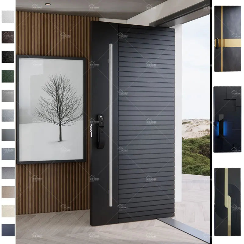 Foshan Yohome Door European Style Hotel Security Soundproof Entrance Door Cast Aluminum Main Front Pivot Entry Door