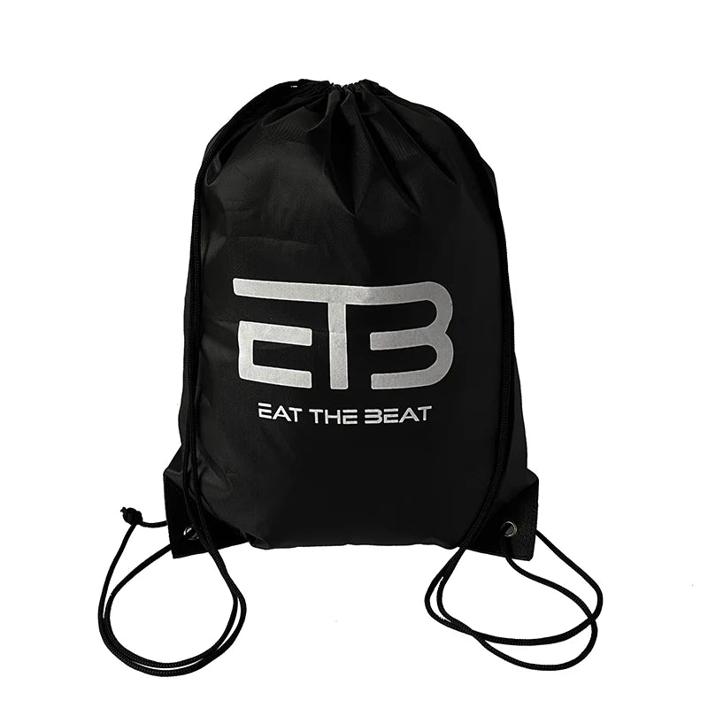 Custom Logo Large Black Polyester Fashion Letter Pattern Drawstring Gym Backpack Pouches for Basketball