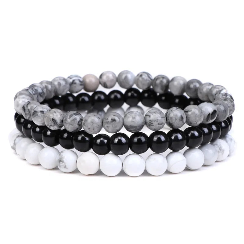 Wholesale Trendy 6mm Natural Amethyst Agate Beaded Gemstone Stretch Bracelet Set for Party or Gift Jewelry