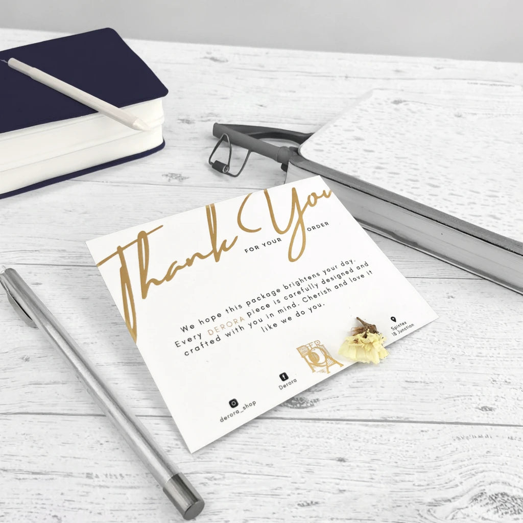 Custom Printing Text Design Paper Thank You Cards with Gold Foil logo Luxury Wedding Invitation Paper Greeting Cards
