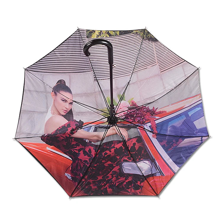 23Inch UK Walking Style Double Layer Inside Customized Picture Printing