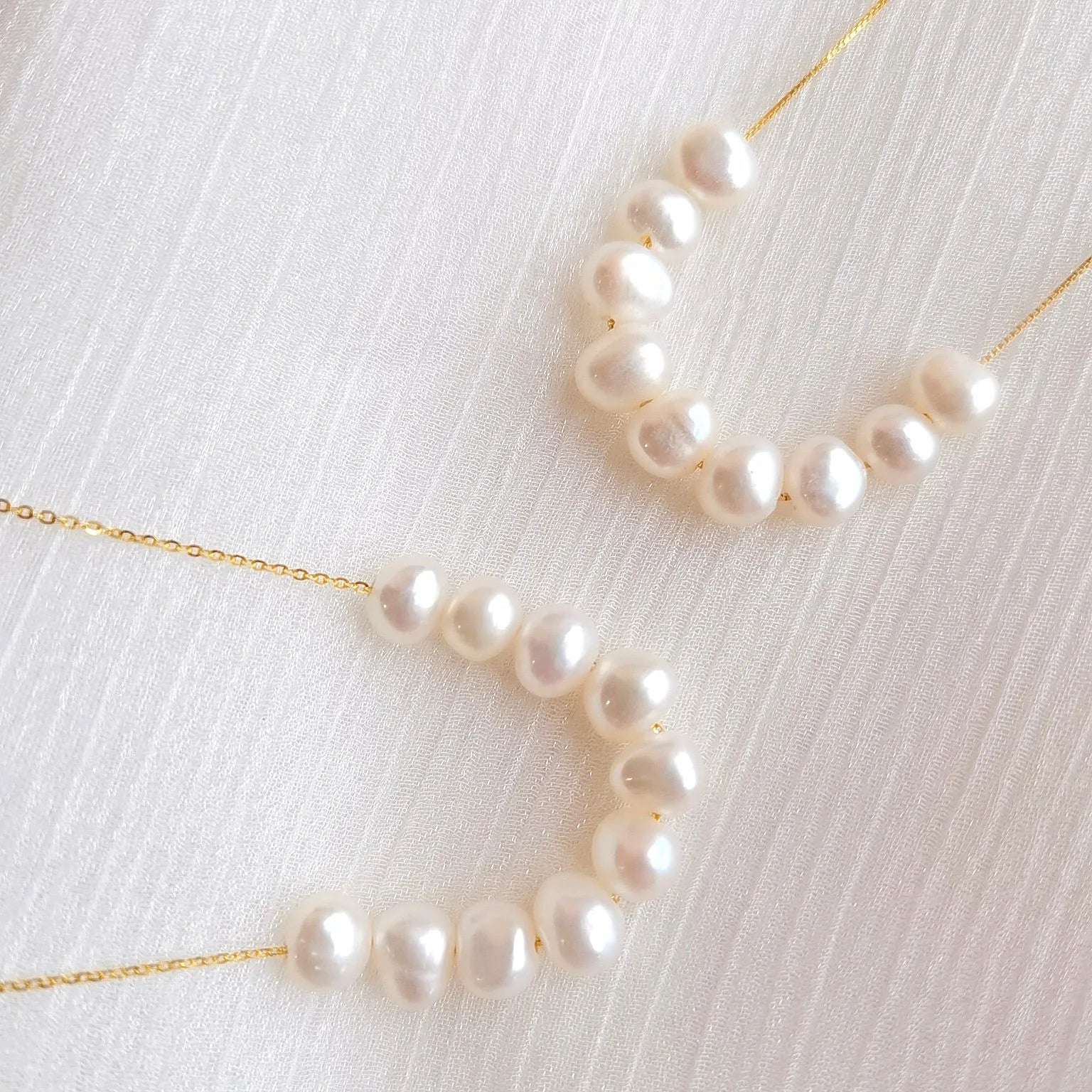 7-8mm AAA Freshwater Nugget Pearl Simple Sterling Silver Rhodium Plated Necklace for Women & Children